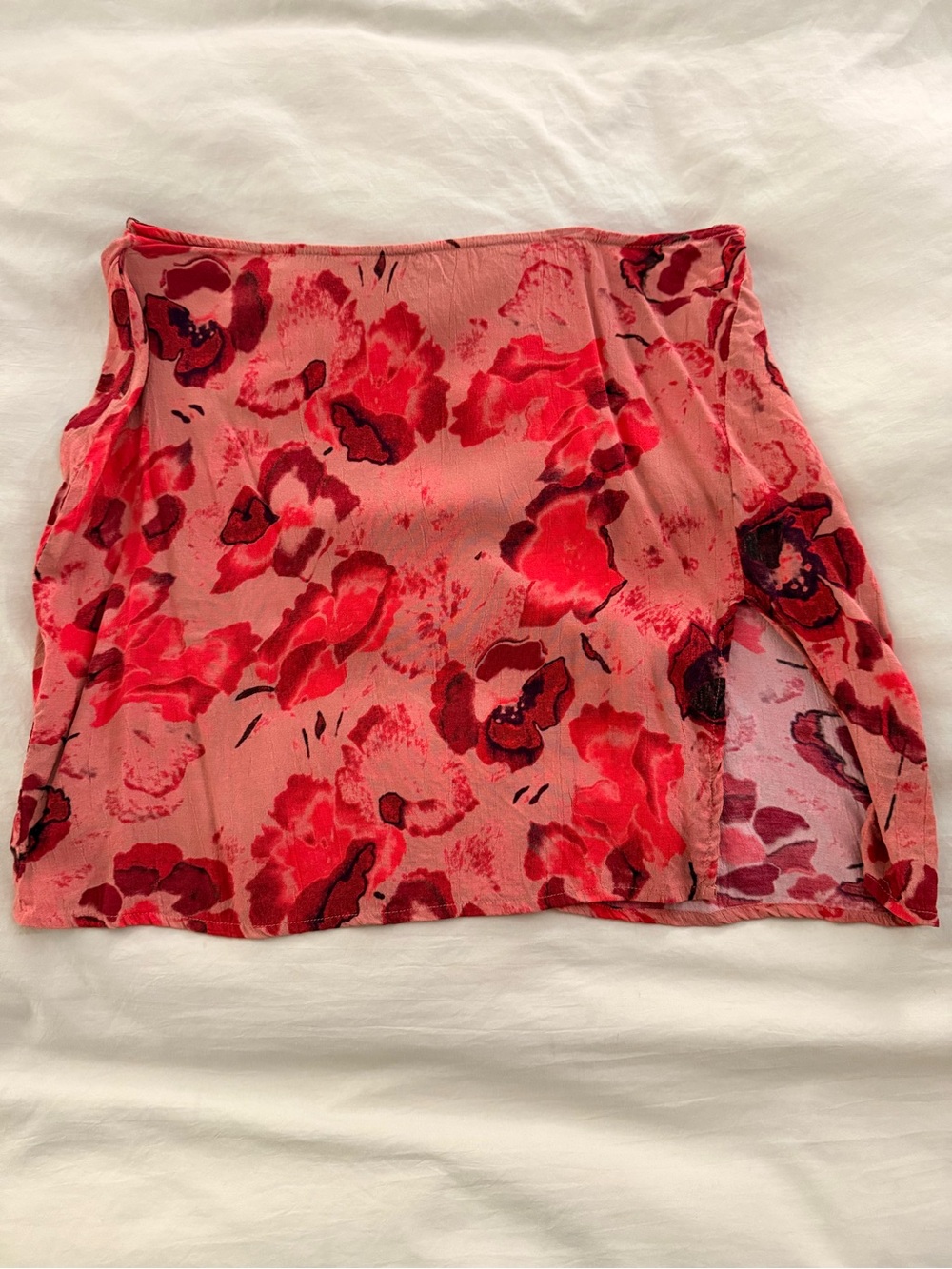 Floral Red Printed Mini Skirt